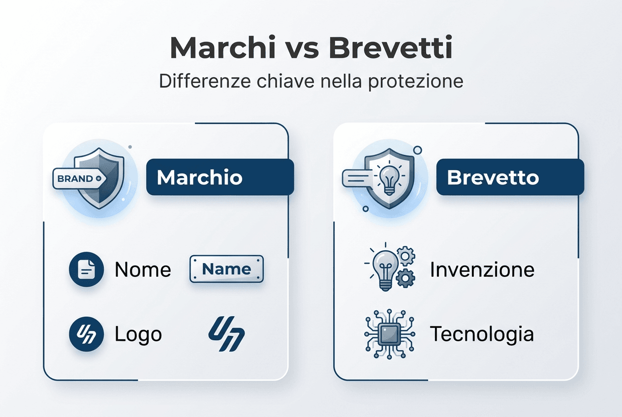 Infografica: cosa distingue un marchio da un brevetto