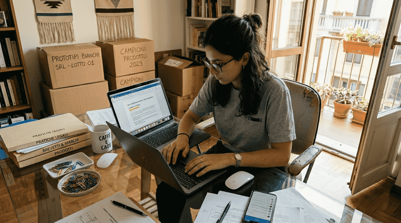 Imprenditore che verifica i tempi di registrazione del marchio