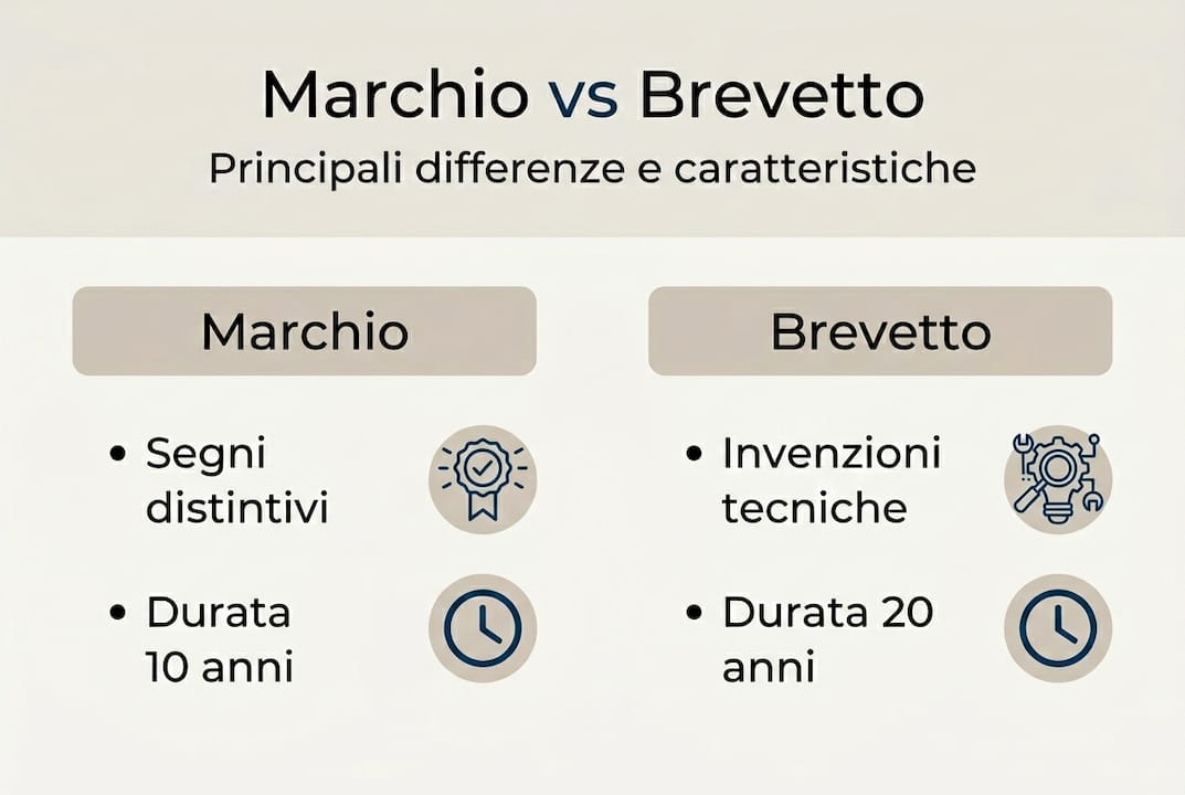 Infografica: le principali differenze tra marchi e brevetti spiegate in modo chiaro