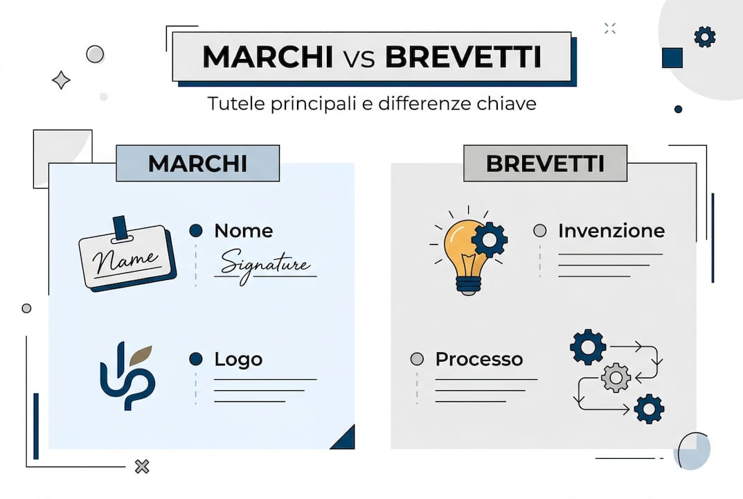 Infografica comparativa tra marchi e brevetti