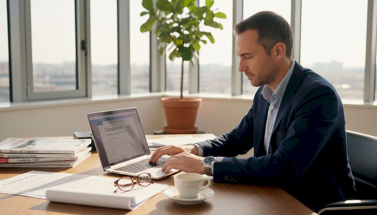 L’imprenditore si sta occupando della preparazione dei documenti necessari per la registrazione del marchio.