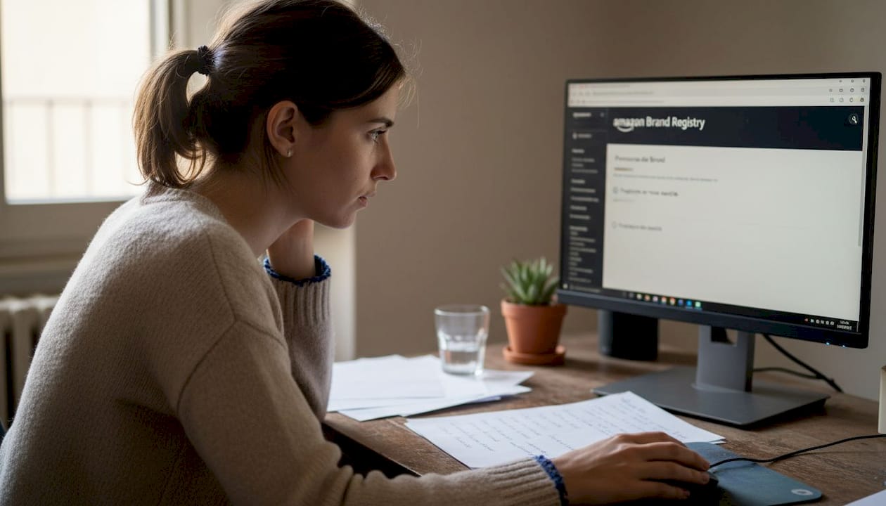 Donna al lavoro mentre analizza i dati sulla dashboard di monitoraggio del brand