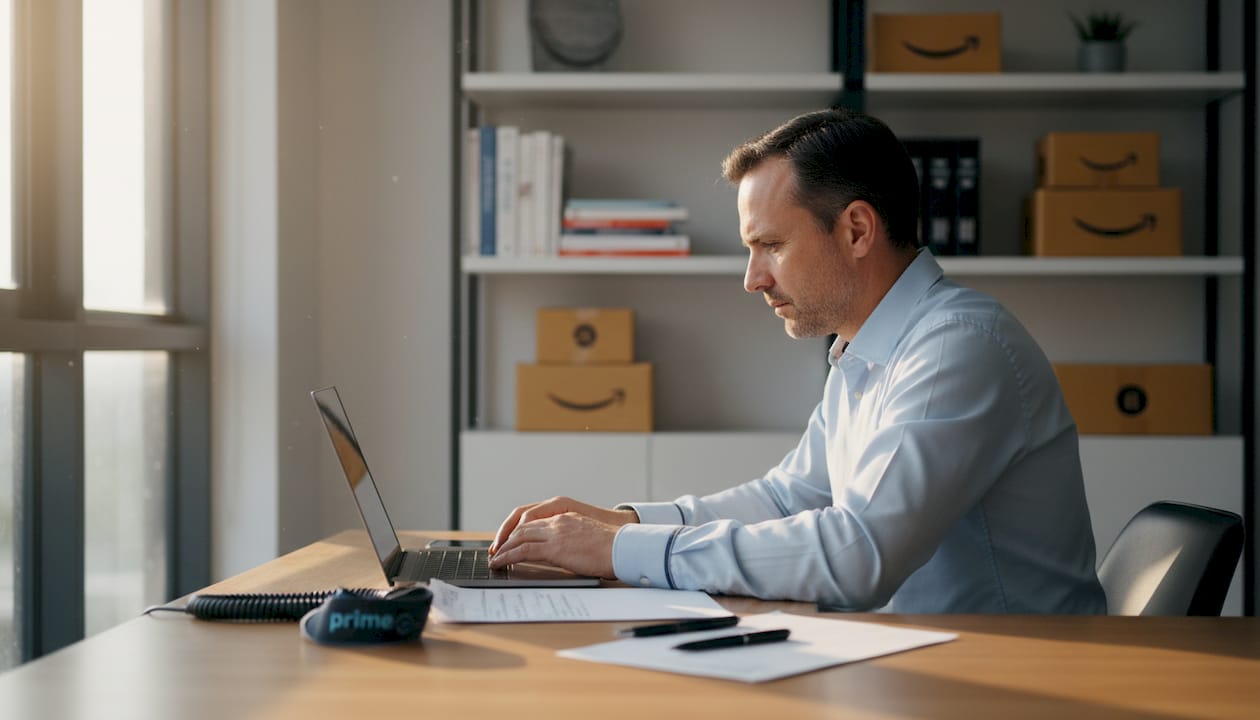 Un professionista si occupa della tutela di un marchio nel suo ufficio.