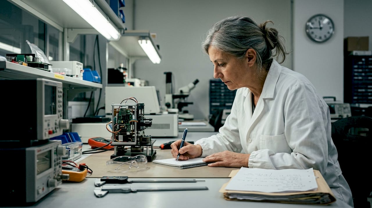 Il tecnico specializzato in brevetti registra tutte le informazioni relative al prototipo.