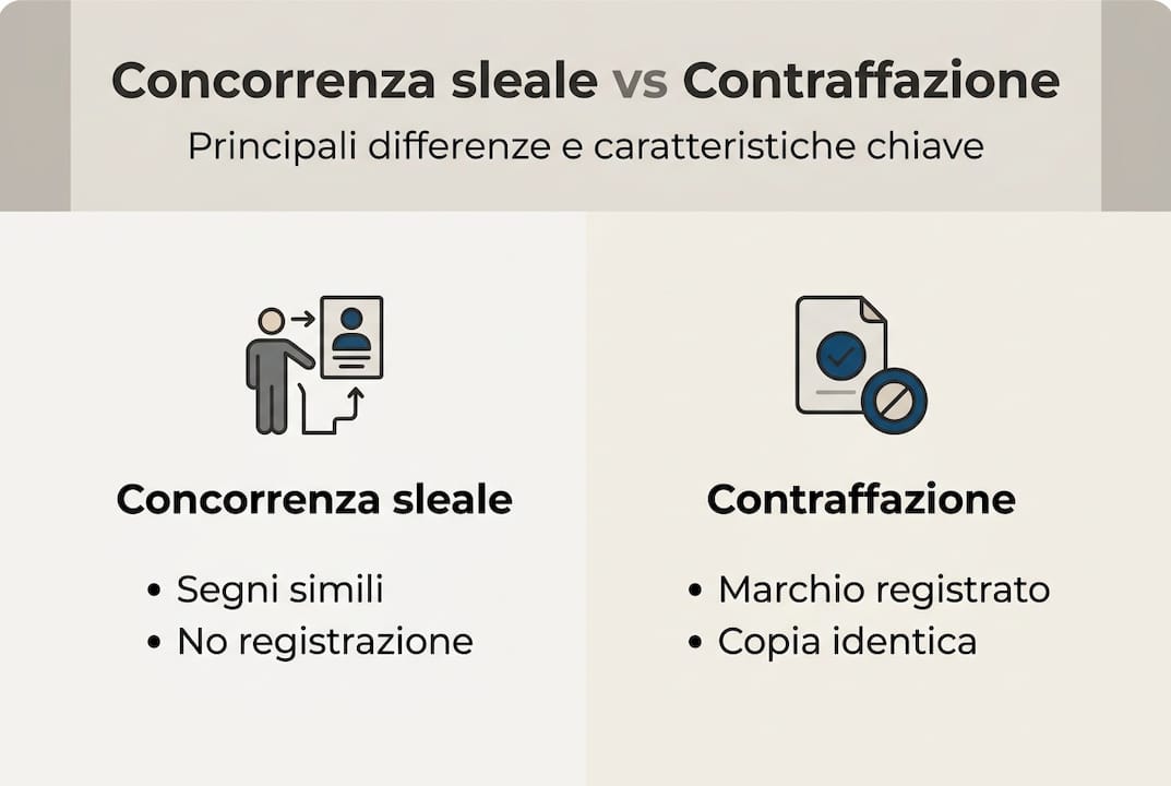Infografica: come riconoscere la differenza tra concorrenza sleale e contraffazione