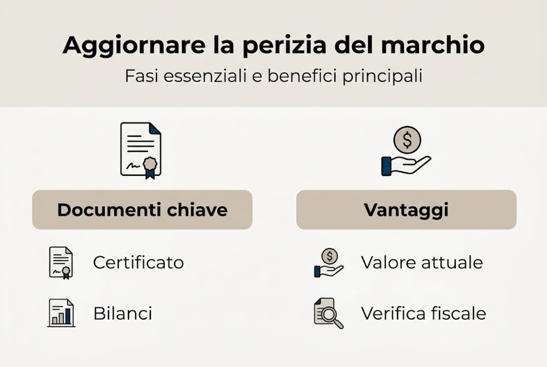 Infografica: le fasi per l’aggiornamento della perizia sul marchio
