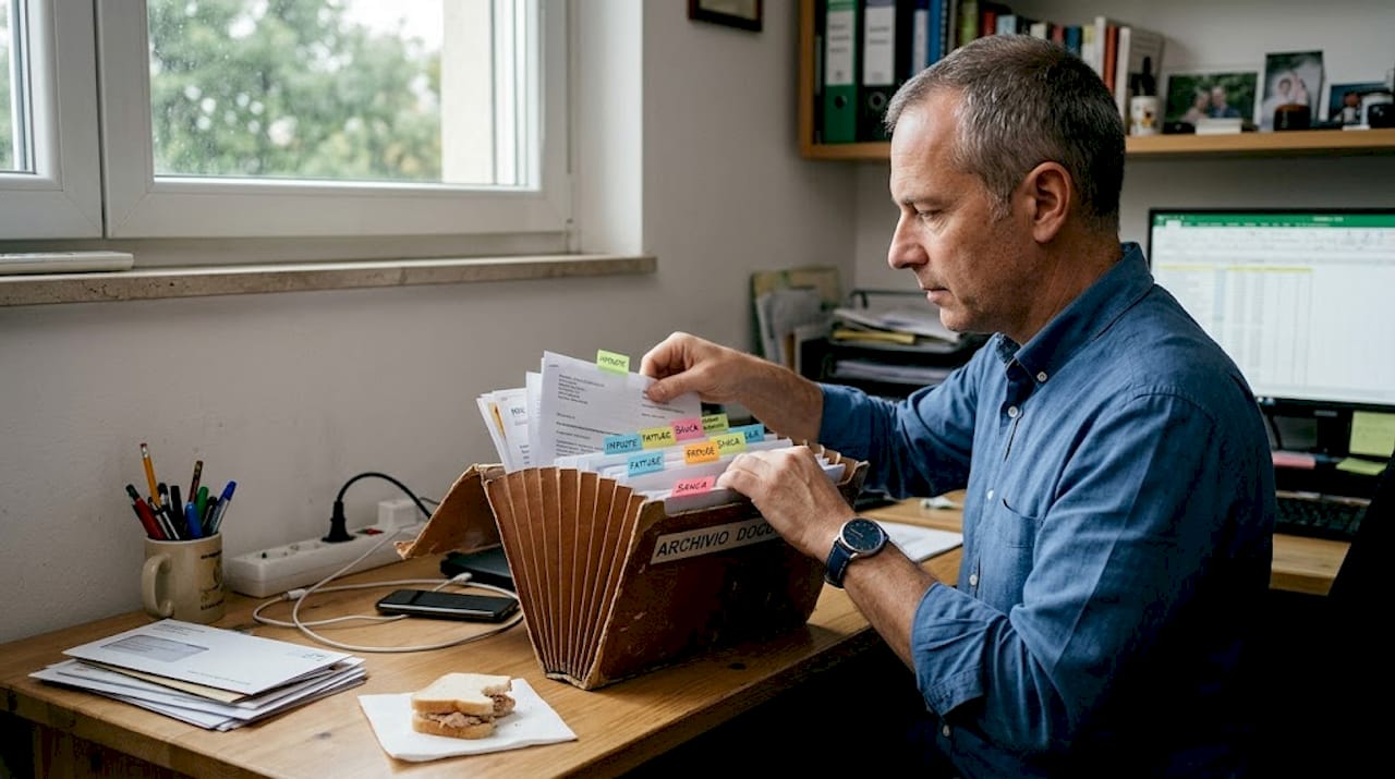 Un uomo alle prese con la registrazione di un marchio, mentre lavora comodamente dal suo studio di casa.