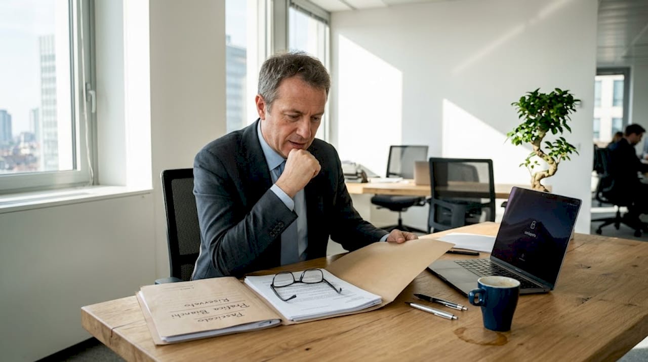 Il consulente legale analizza attentamente i documenti redatti dall’autore.