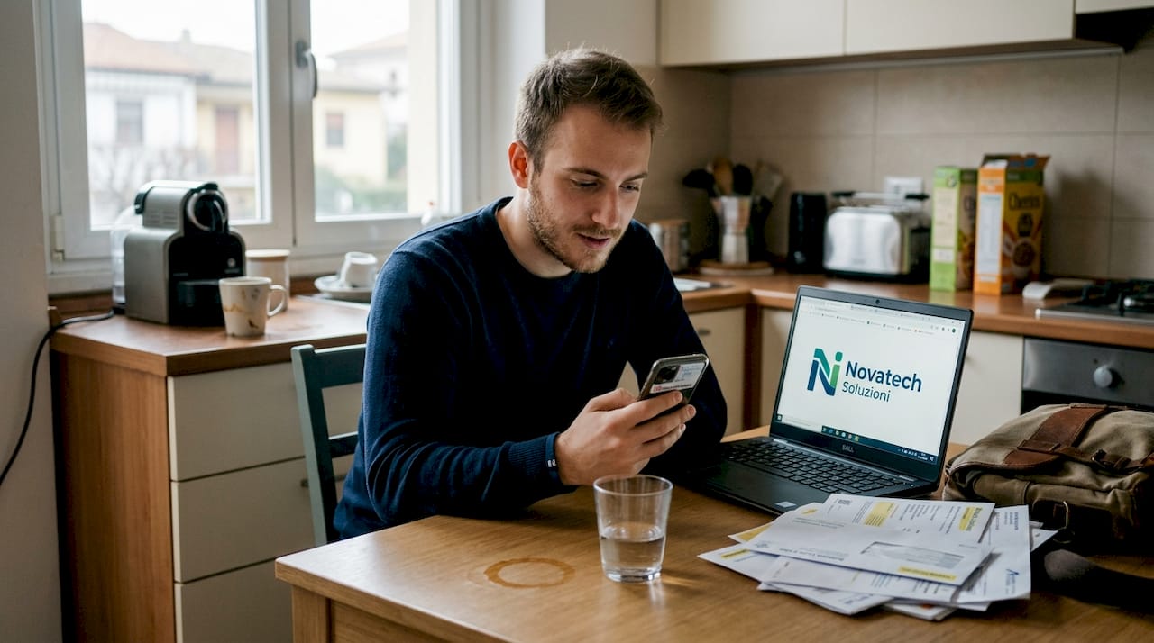 Un imprenditore dà un’occhiata al profilo Instagram del suo brand.