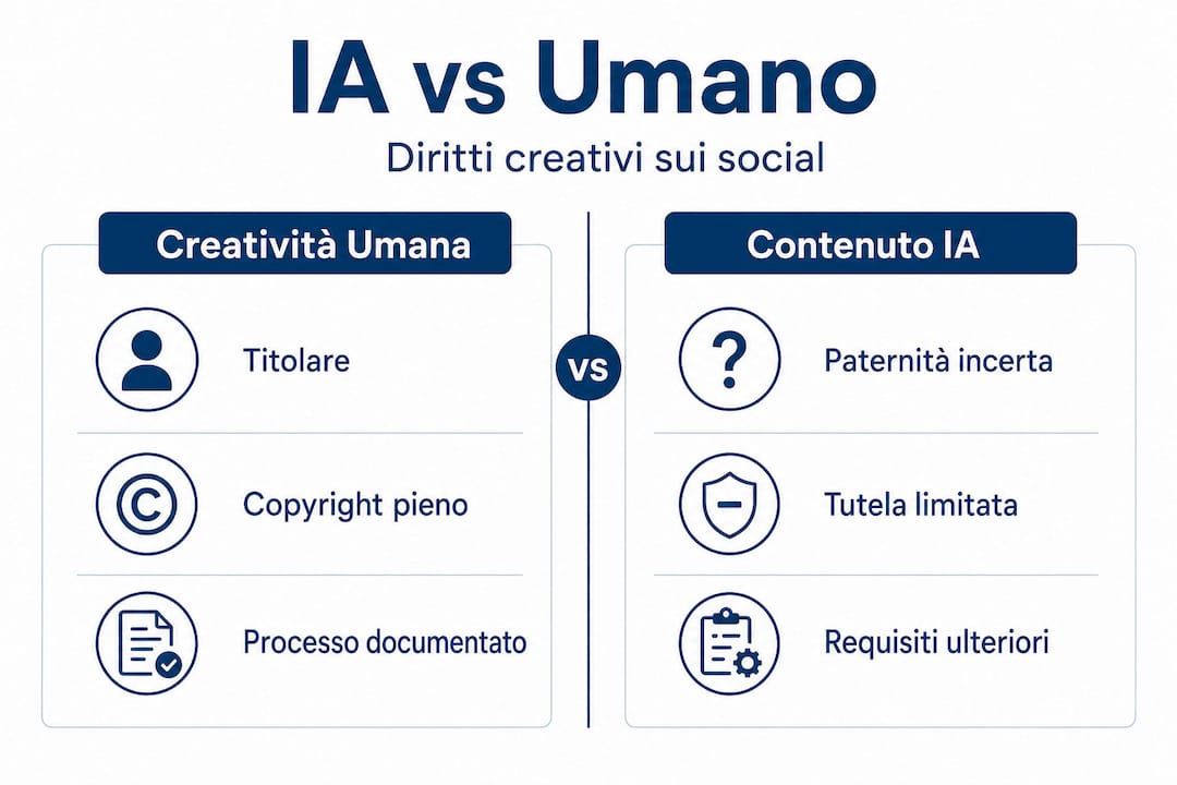 Infografica: diritti e responsabilità dei contenuti umani e generati dall’intelligenza artificiale sui social network