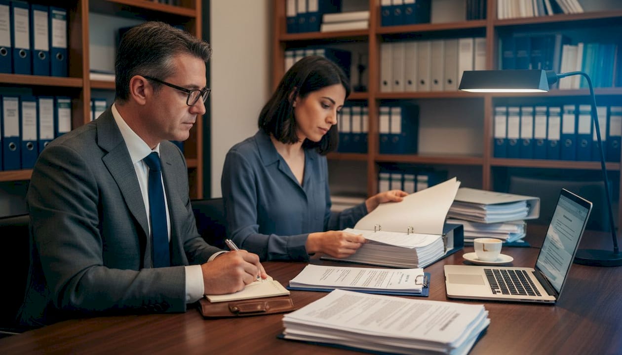 L’avvocato e il cliente stanno valutando insieme le possibili conseguenze legali della situazione.