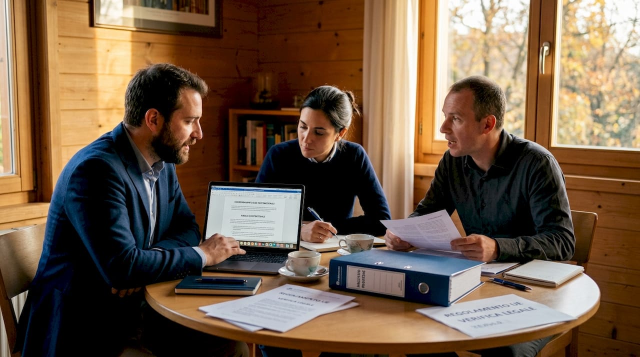 Il team legale si confronta e lavora insieme durante una riunione in ufficio.