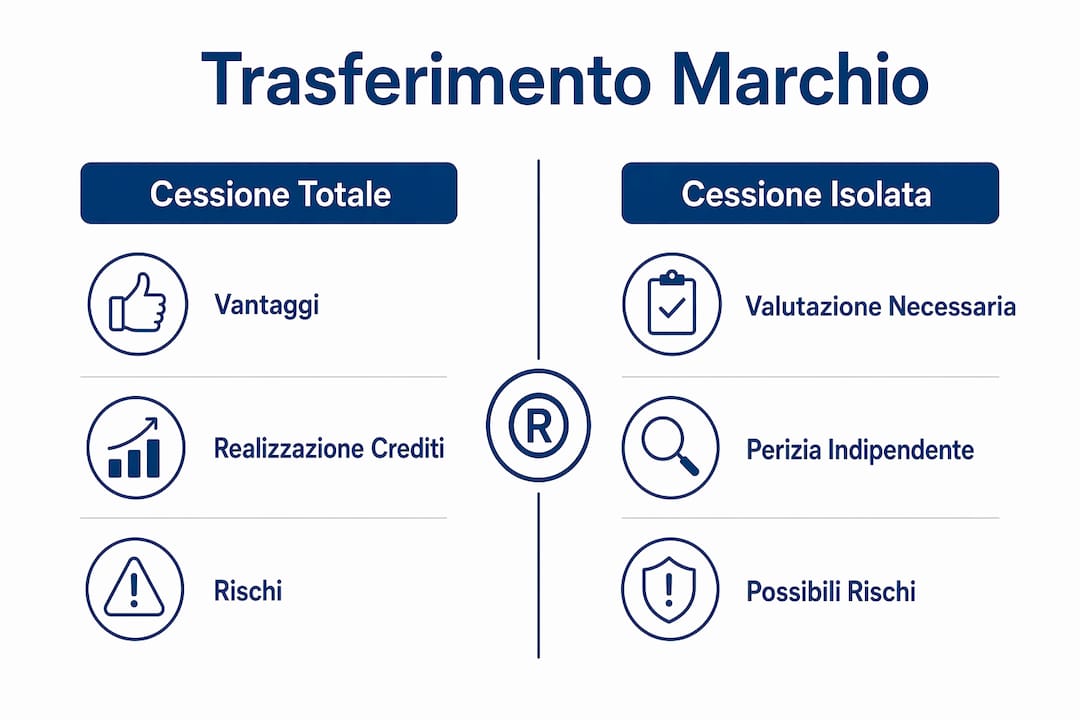 Infografica: le diverse modalità per trasferire un marchio a confronto