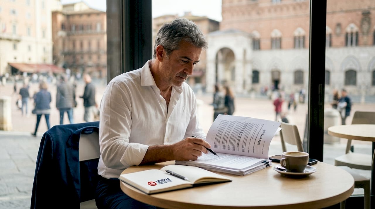 Avvocato che esamina in ufficio la documentazione relativa al Data Act