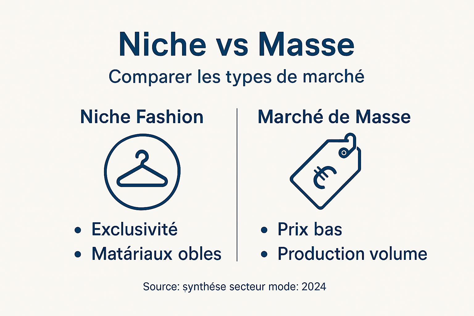 Panorama visuel des marchés de niche et des marchés grand public