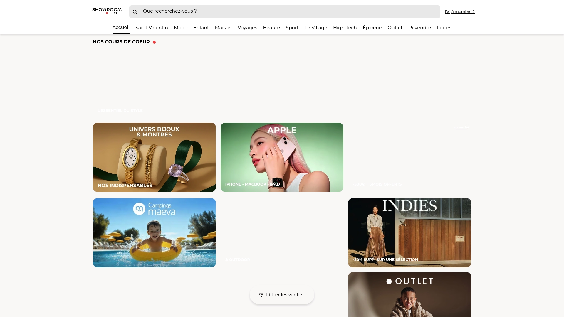 Showroomprivé Interface