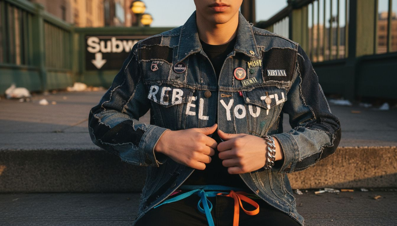 Close-up streetwear details on urban youth