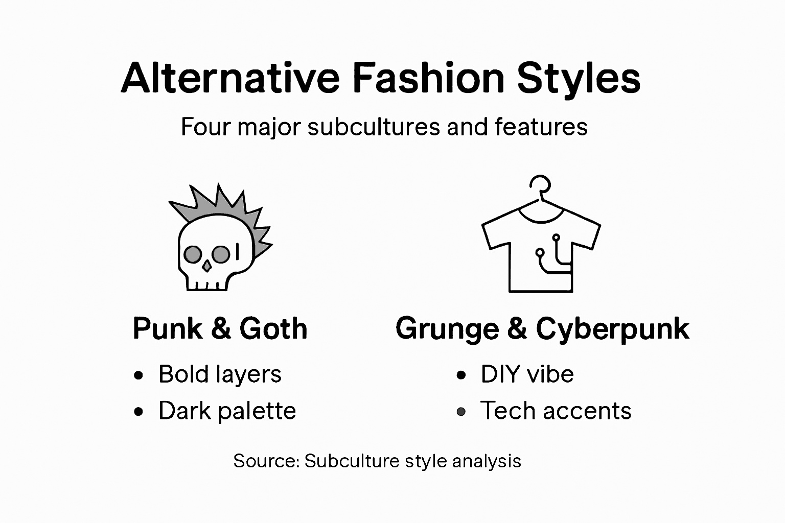 Infographic of alternative fashion styles overview