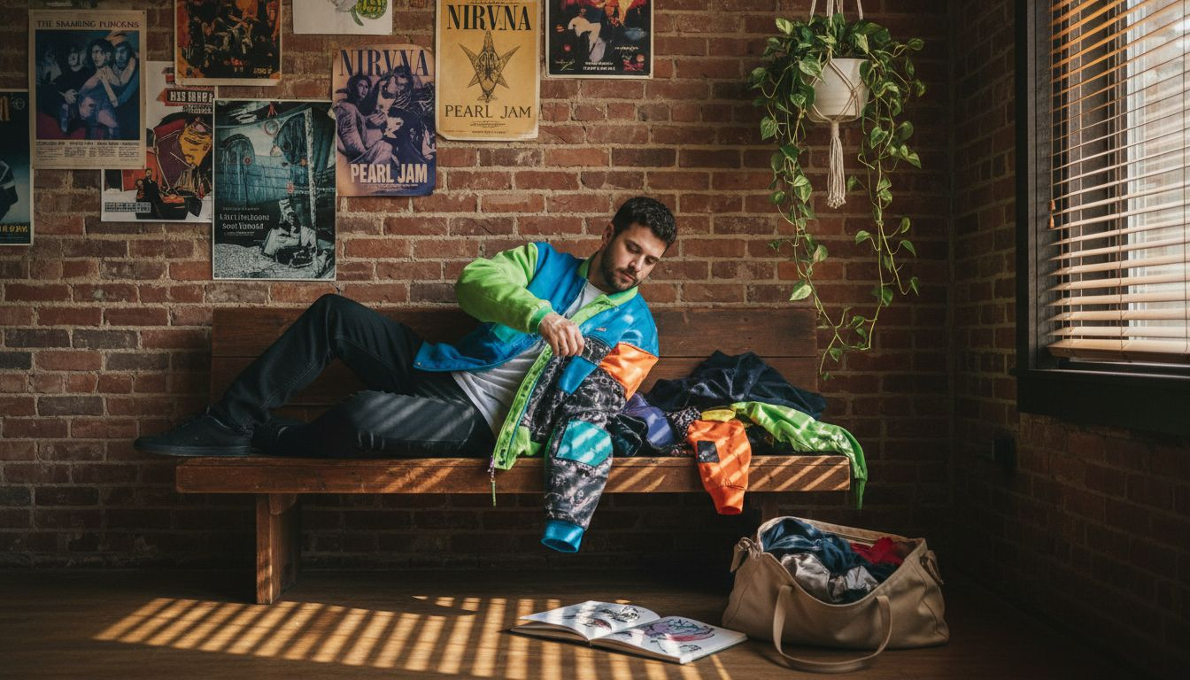 Man adjusting modular streetwear jacket indoors