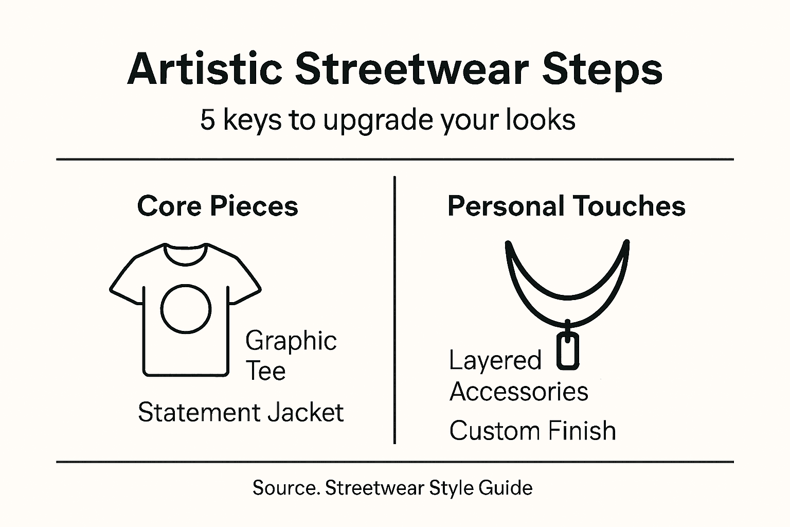 Infographic outlining steps to artistic streetwear style