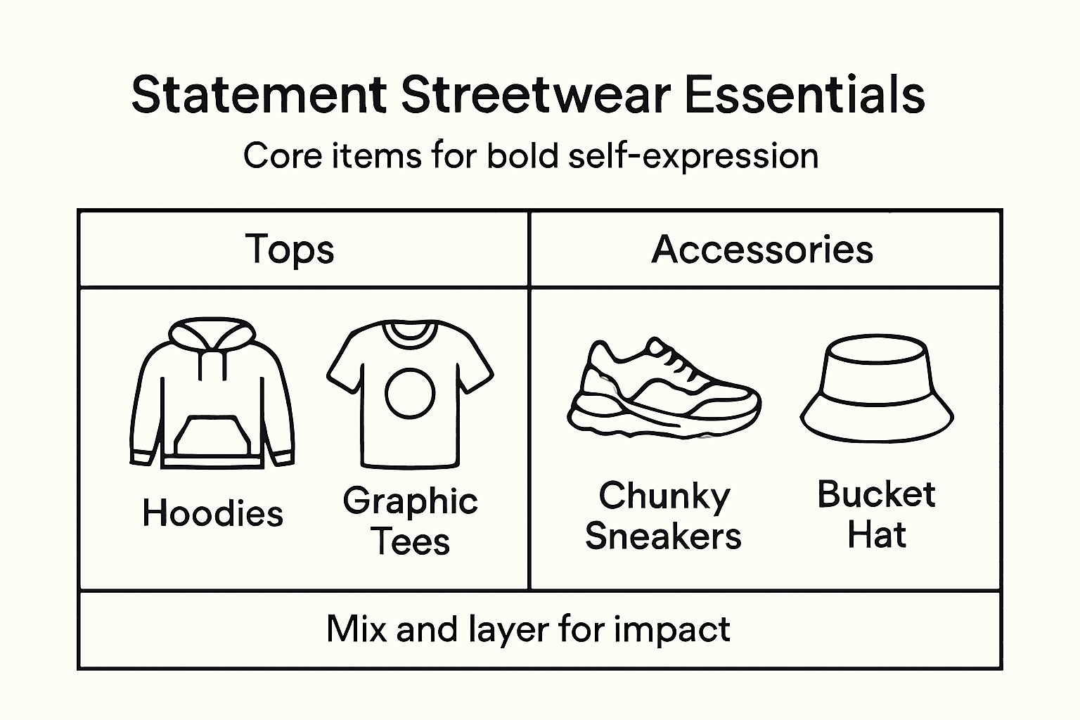 Infographic on statement streetwear essentials