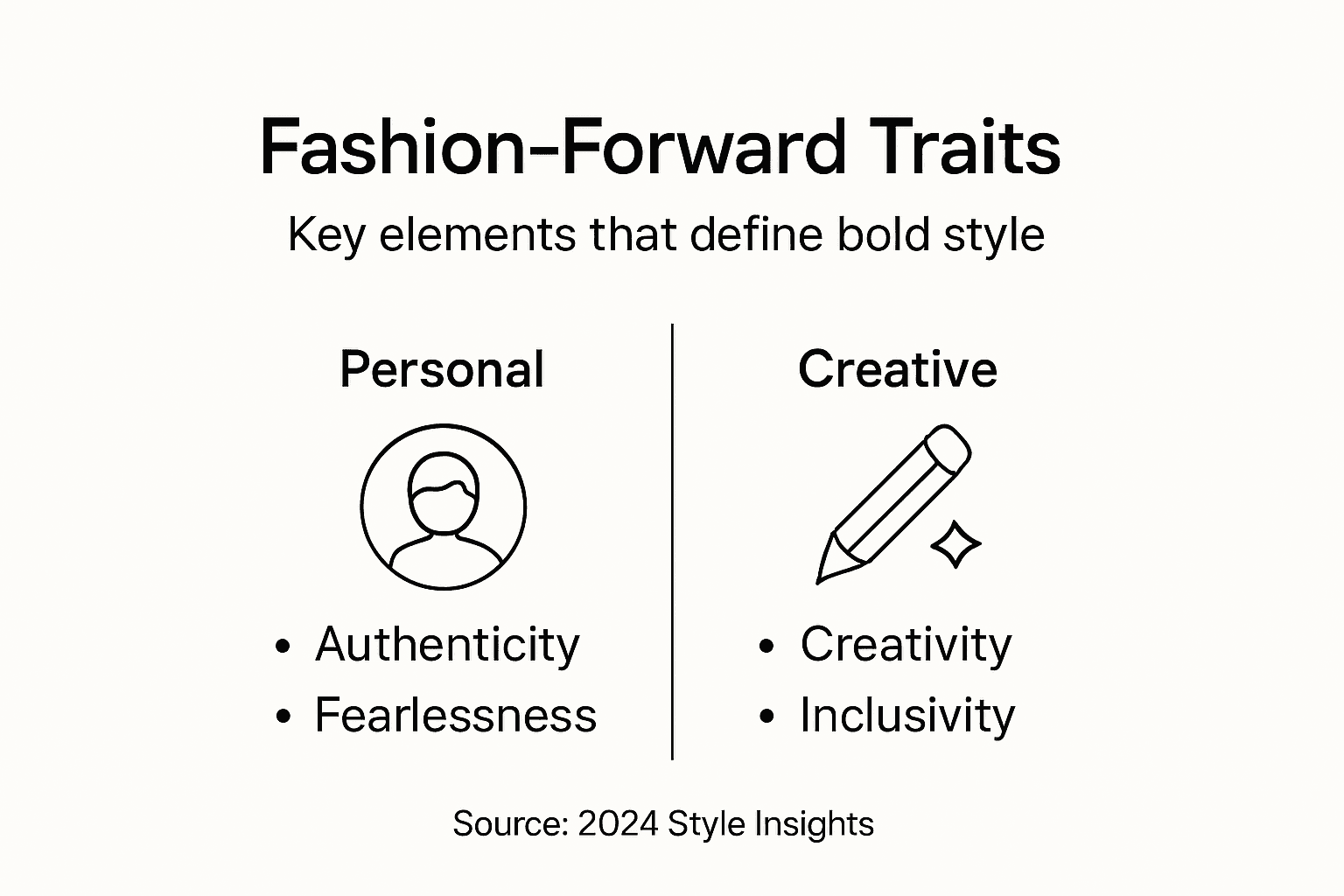 Infographic listing traits of bold fashion