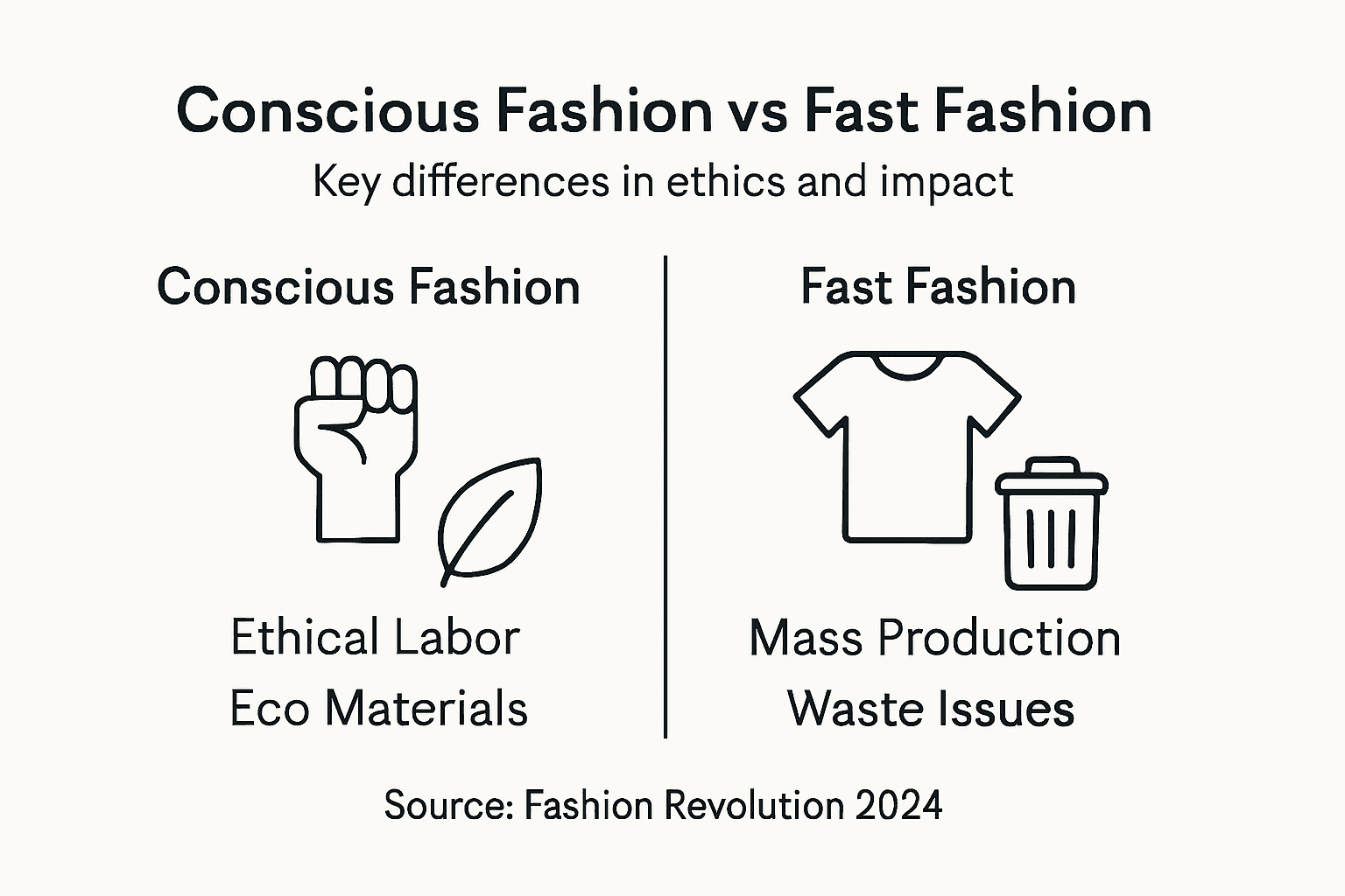 Infographic showing conscious vs fast fashion