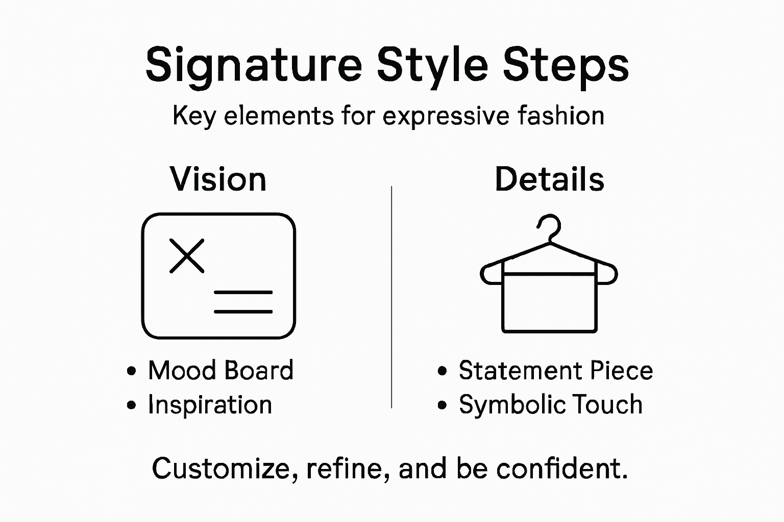 Infographic showing expressive fashion style steps