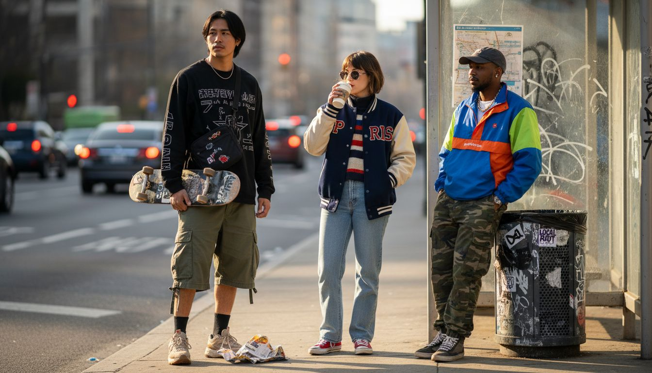 Friends in various global streetwear styles