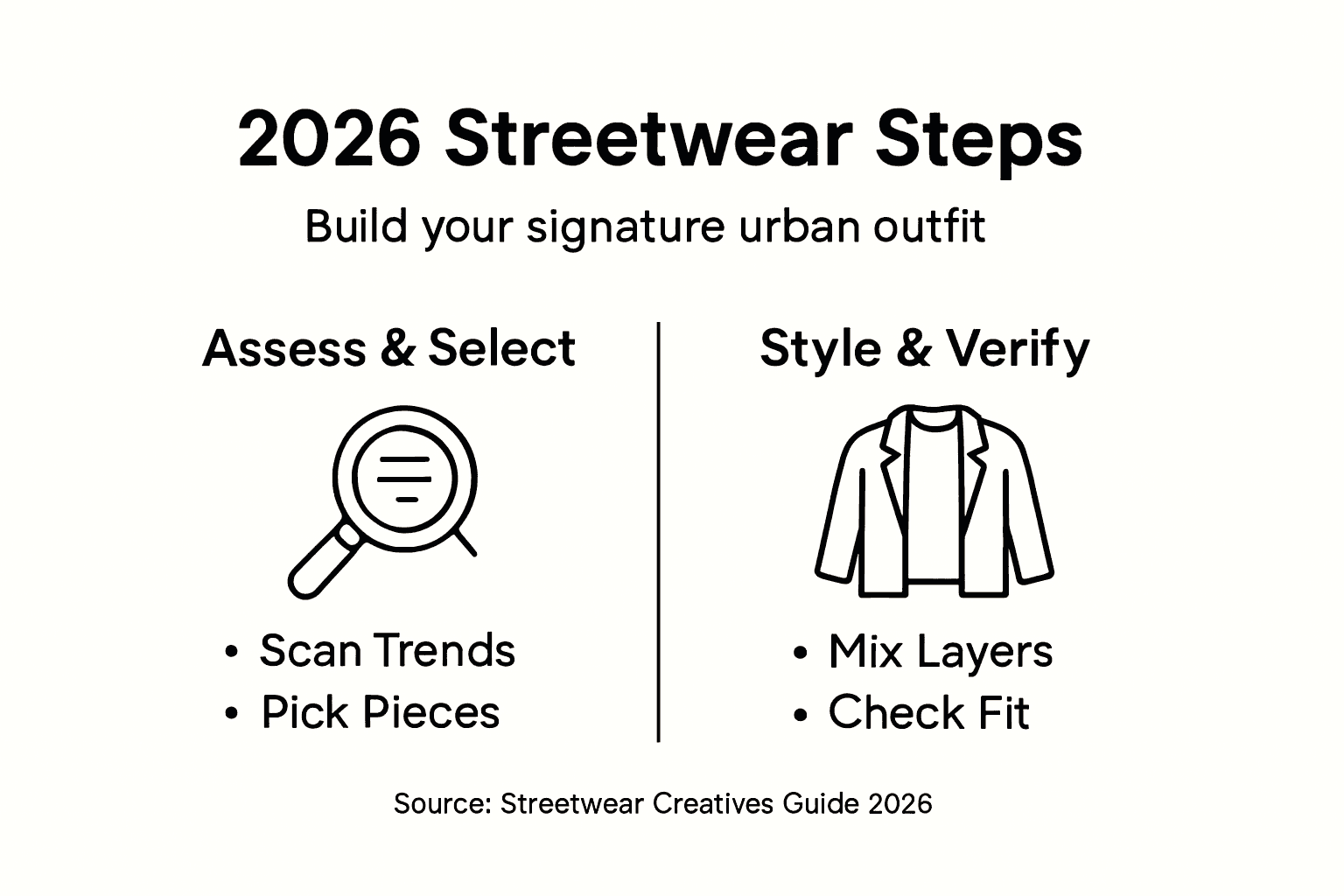 Infographic of step-by-step streetwear outfit process