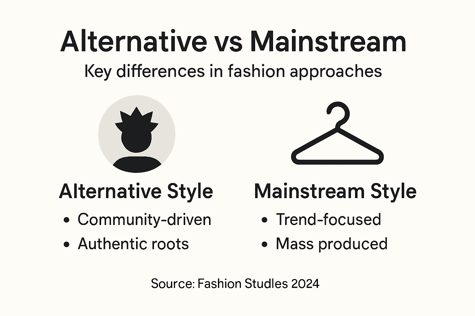 Infographic comparing alternative and mainstream fashion