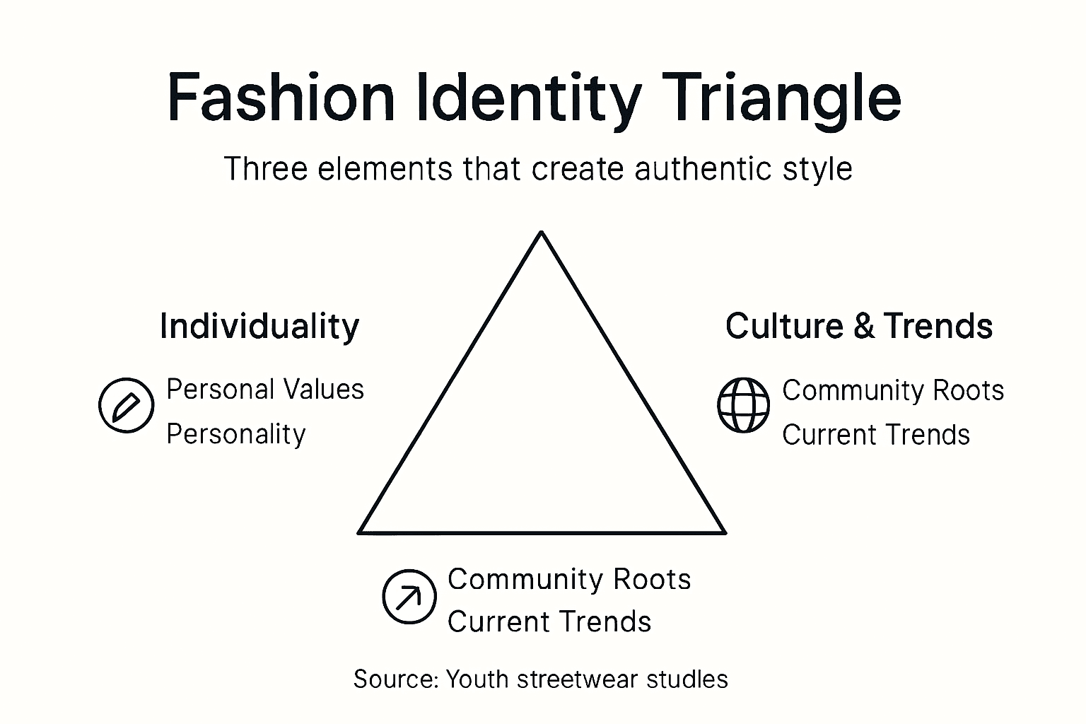 Infographic showing fashion identity triangle overview