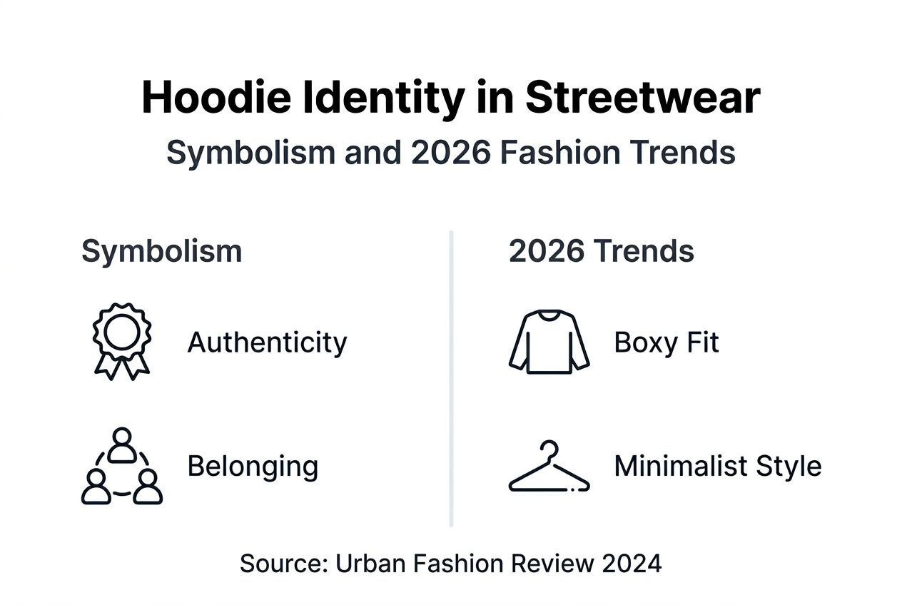 Streetwear hoodie infographic on symbolism and trends