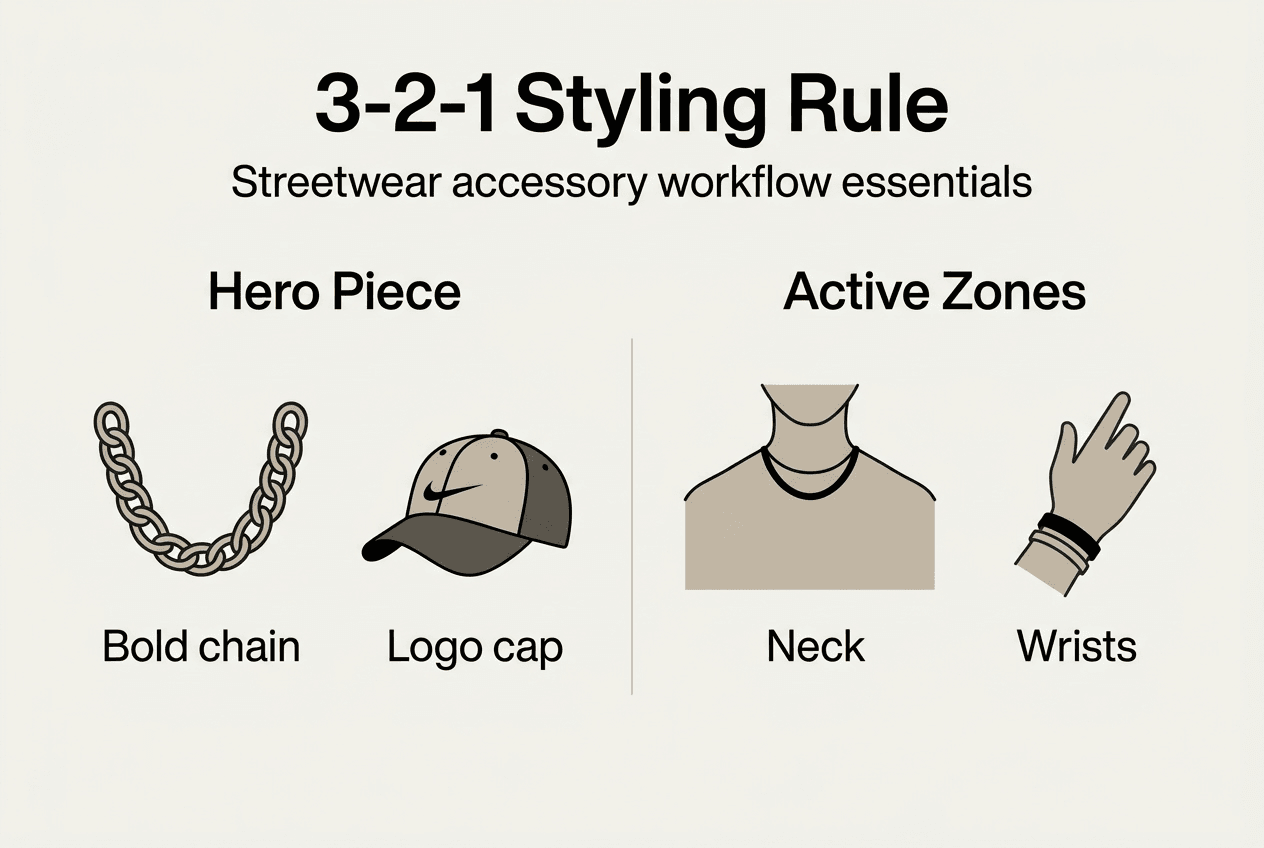 Infographic of streetwear 3-2-1 styling rule