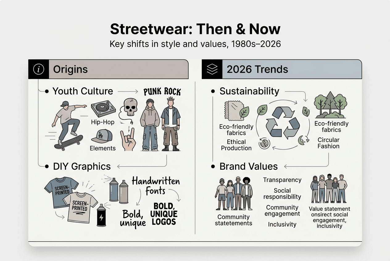 Infographic showing streetwear evolution and trends