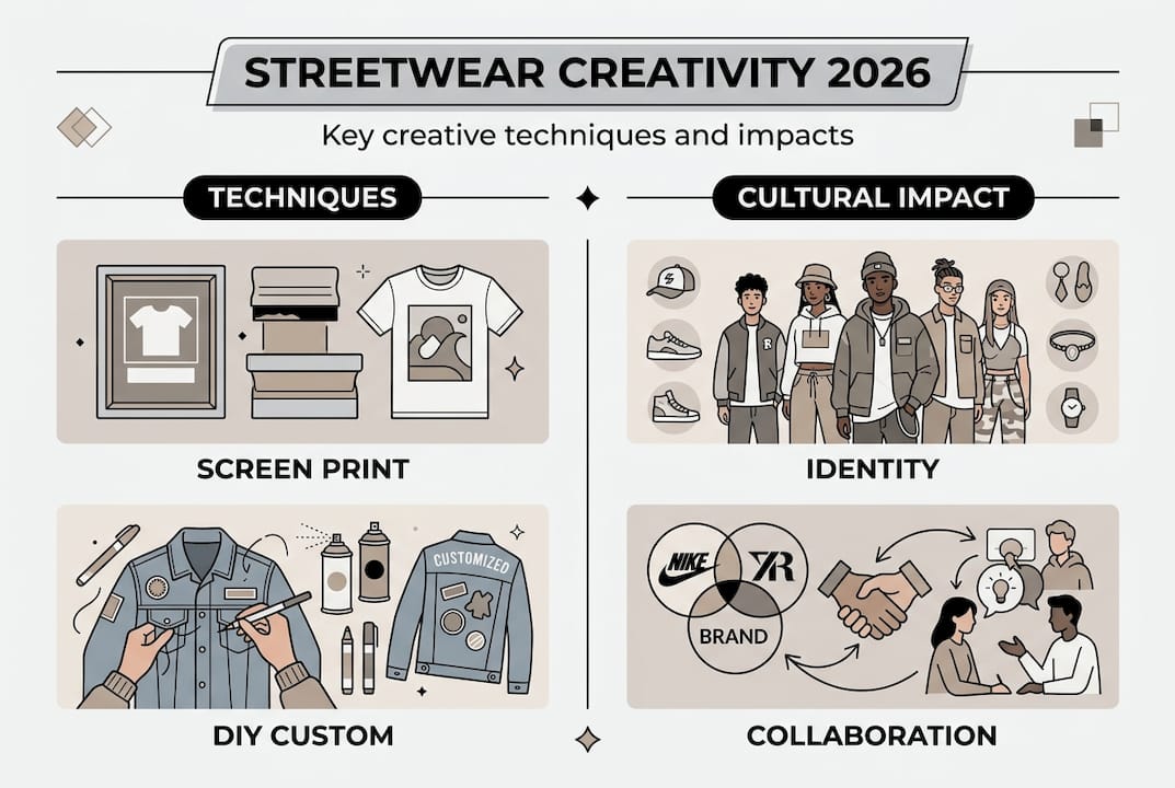 Infographic outlining core creativity elements in streetwear
