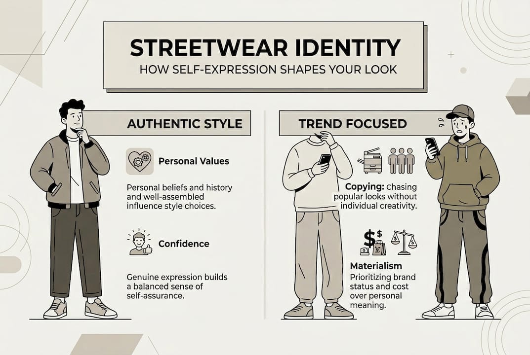 Infographic contrasting authentic style and trend focus