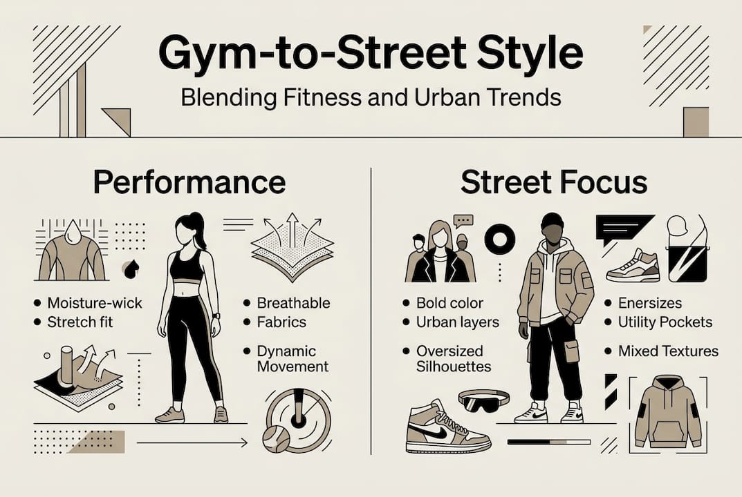 Infographic blending gym and street fashion trends