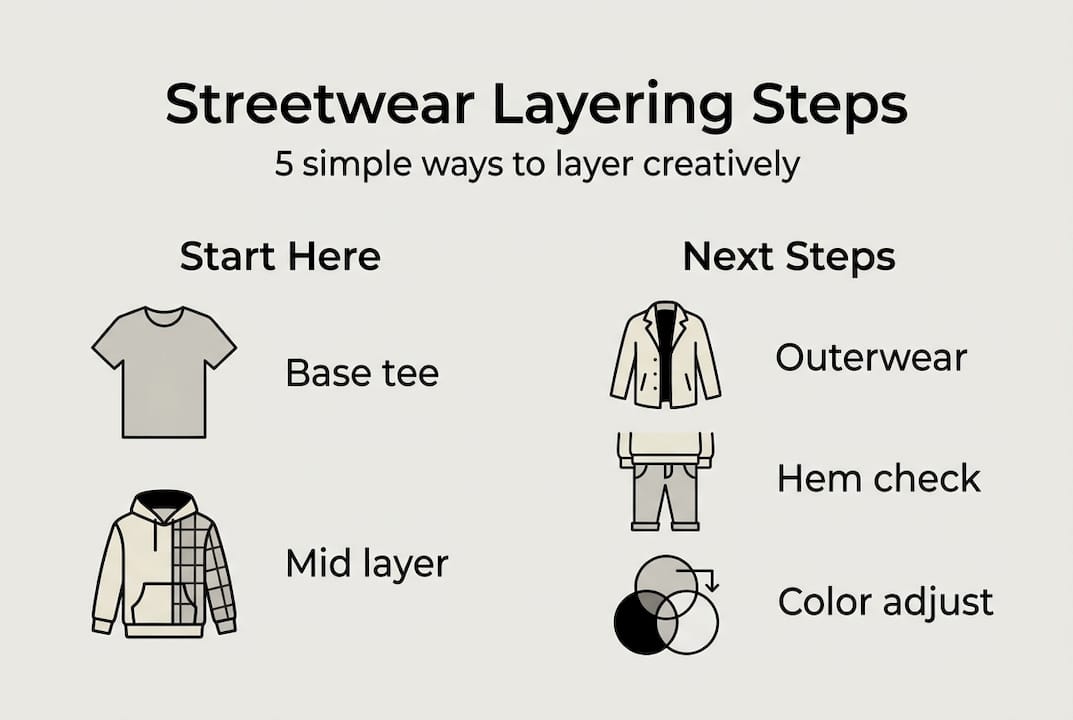 Infographic outlining streetwear layering steps