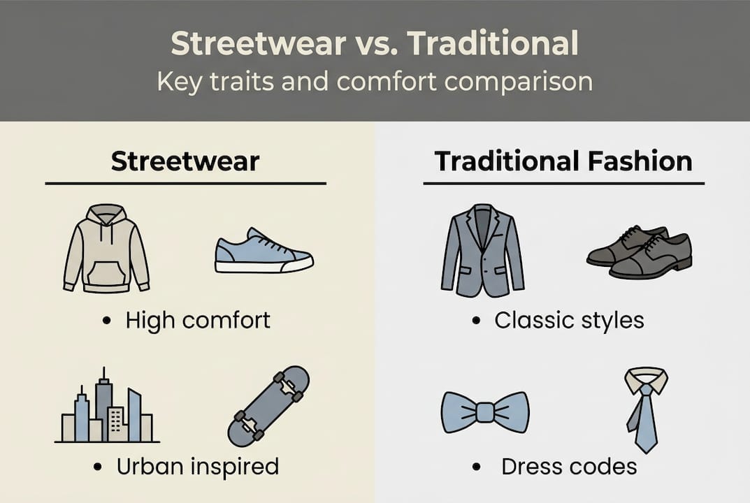Infographic comparing streetwear and traditional fashion