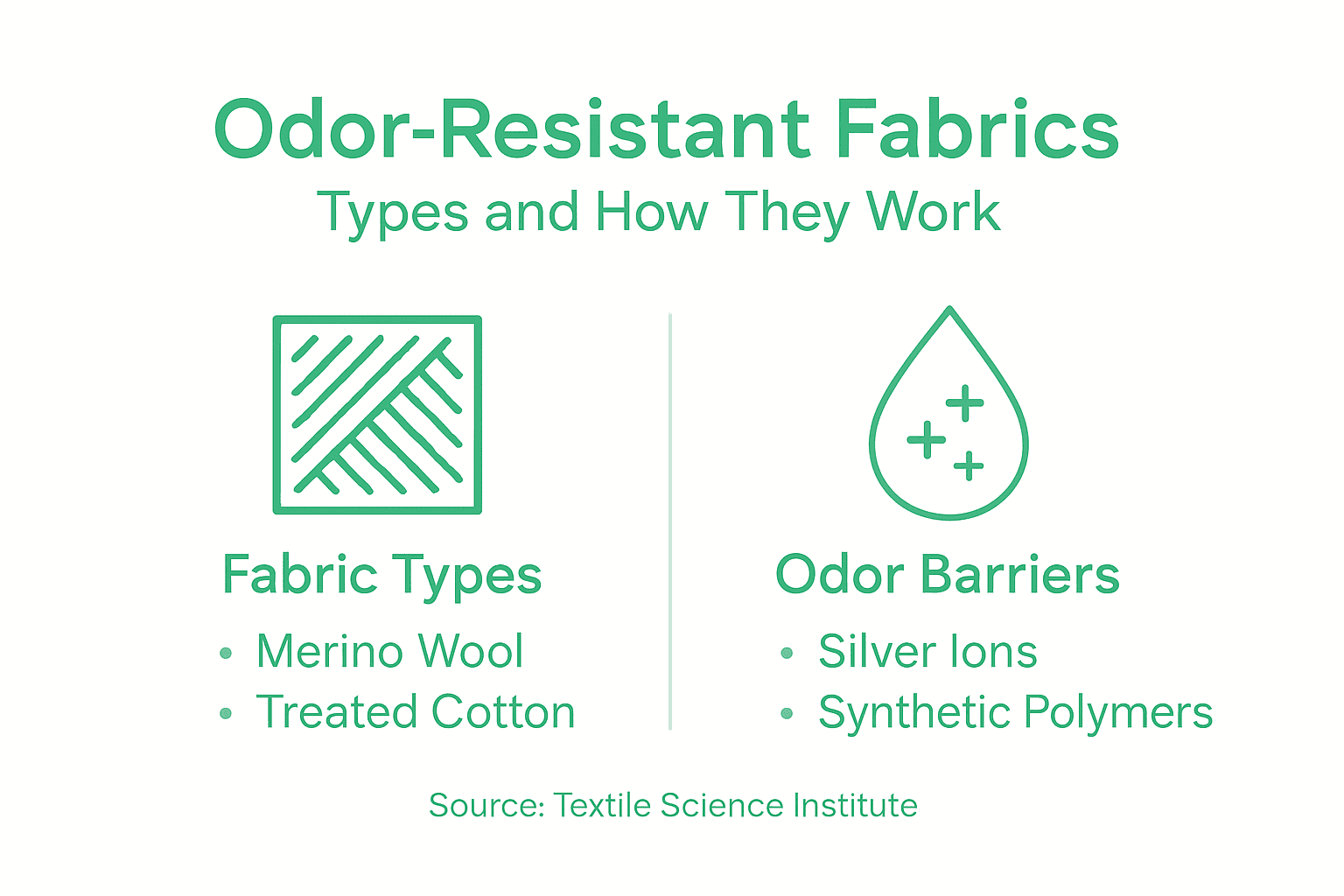 Infographic showing odor-resistant fabric types and barriers