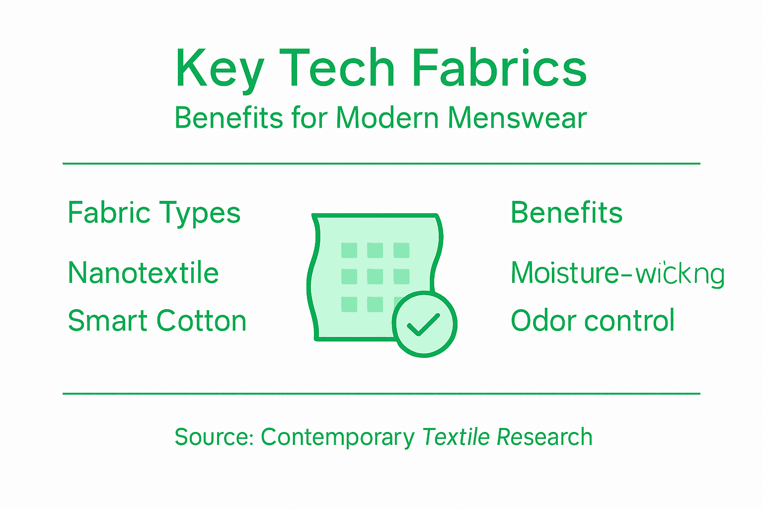 Infographic showing fabric types and benefits