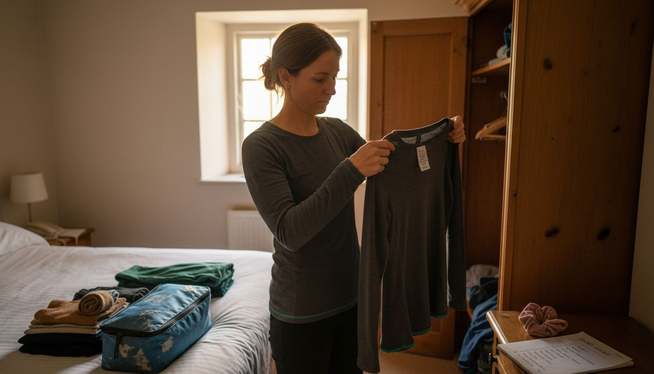 Traveler choosing eco-friendly base layers