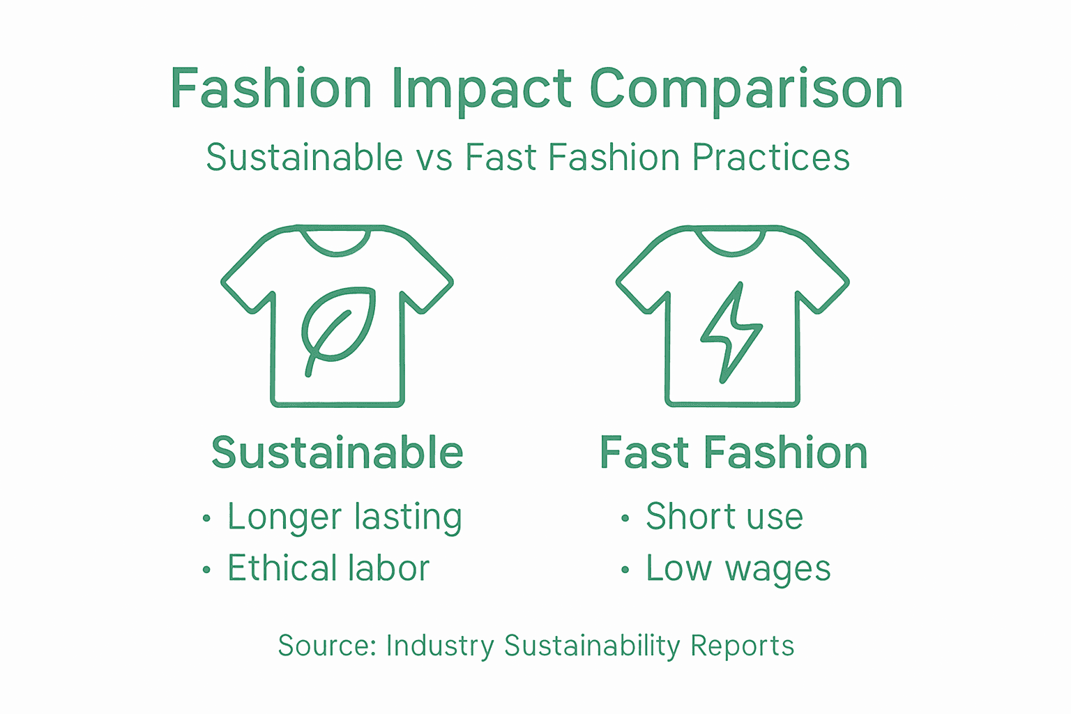 Infographic comparing sustainable and fast fashion impact