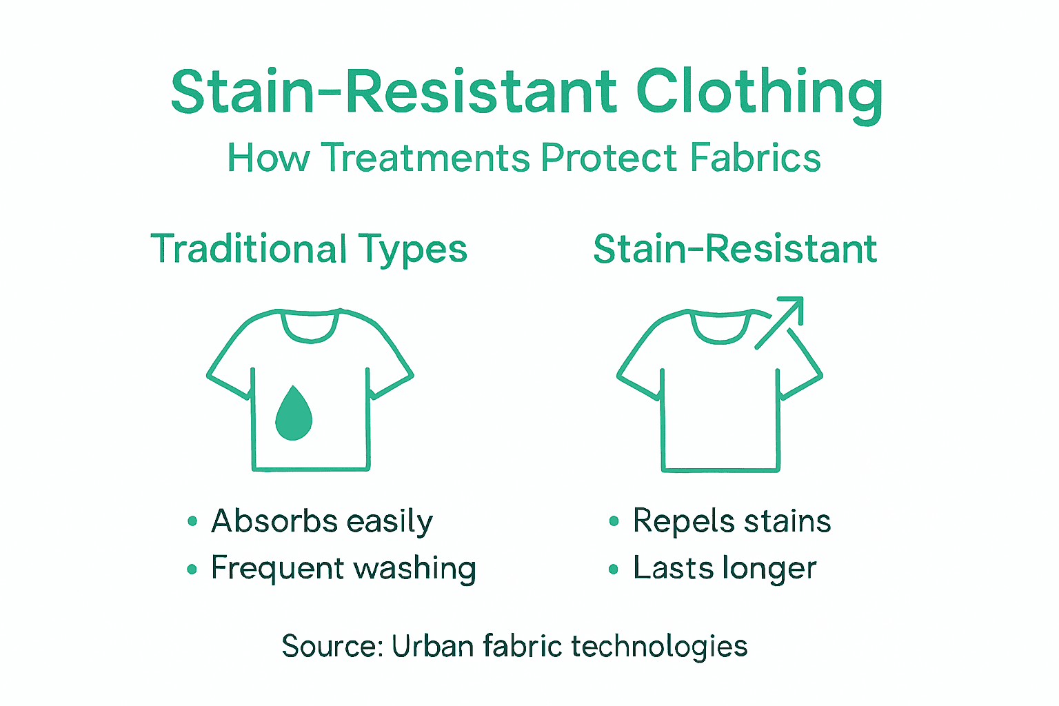 Infographic comparing stain-resistant and traditional fabrics