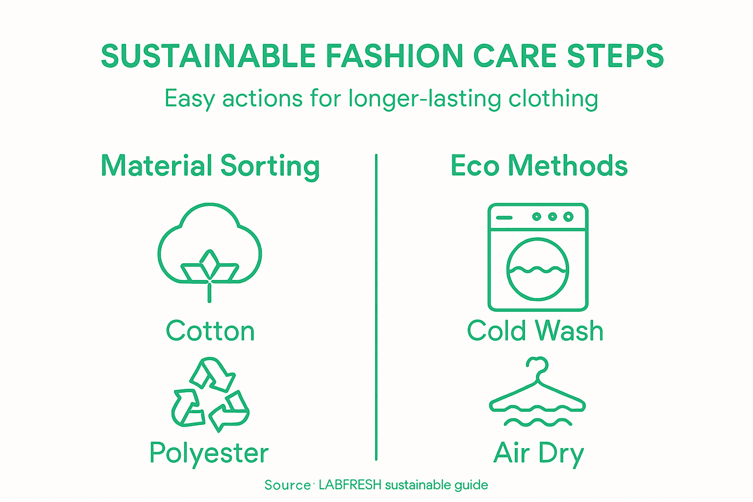 Infographic of key sustainable clothing care steps