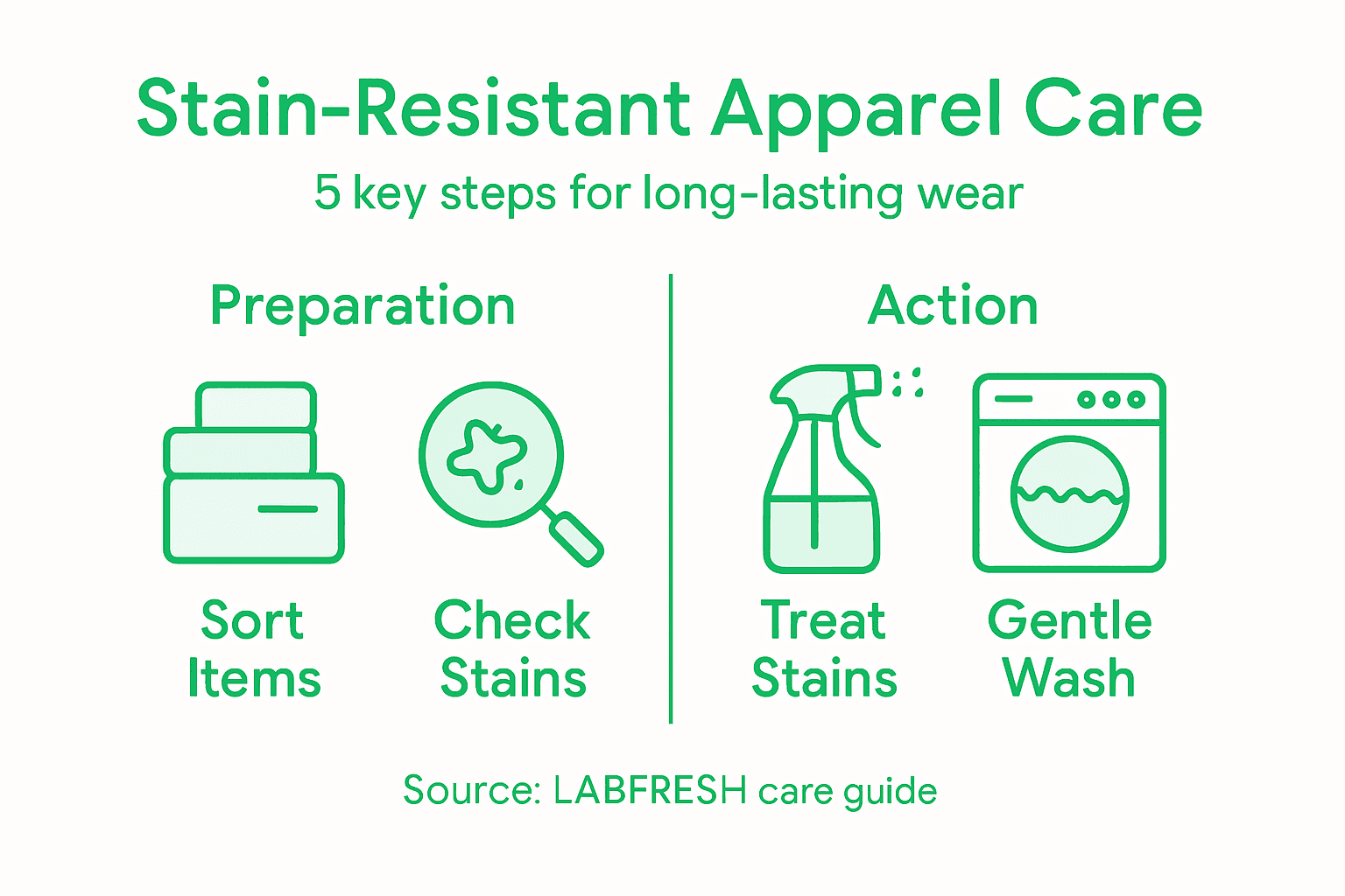 Infographic about stain-resistant apparel care steps
