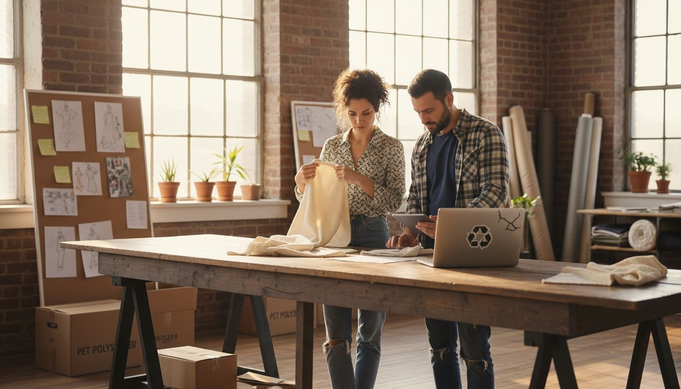 Designers review recycled textile samples