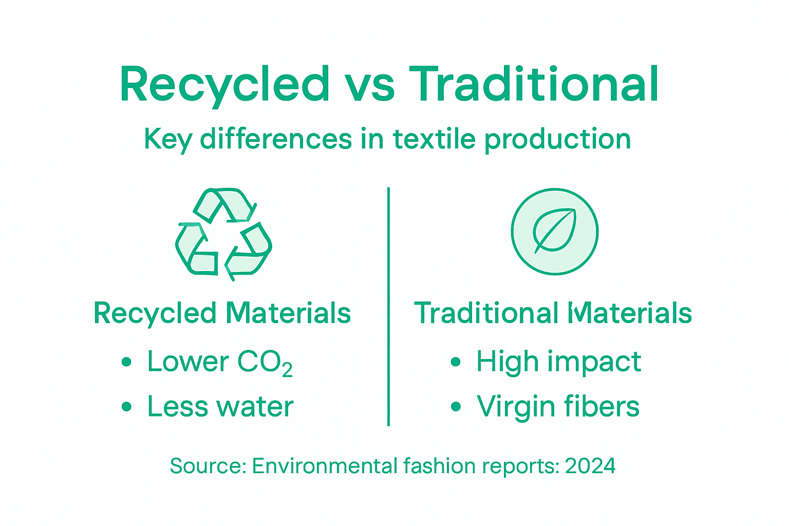 Infographic comparing recycled and traditional textiles