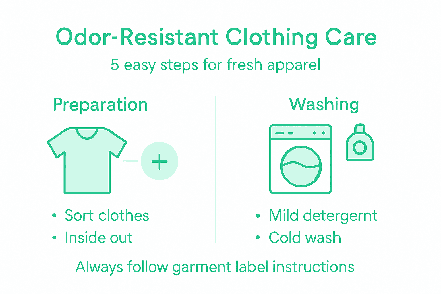 Infographic overview of odor-resistant garment care